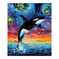Orca Killer Whale Starry Night Colorful Ocean Art By Aja | Teevron