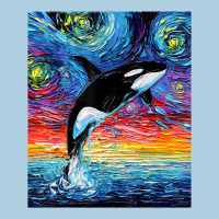 Orca Killer Whale Starry Night Colorful Ocean Art By Aja Premium Hoodie | Teevron