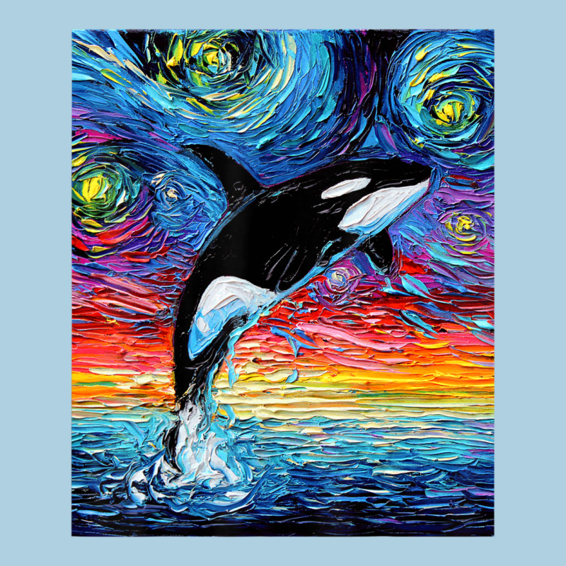 Orca Killer Whale Starry Night Colorful Ocean Art By Aja Premium Hoodie by trangStudio | Teevron