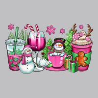 Pink Christmas Snowman Coffee Cups Long Sleeve Tee | Teevron