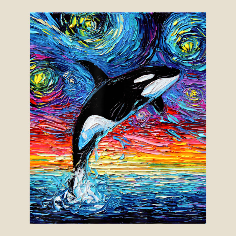 Orca Killer Whale Starry Night Colorful Ocean Art By Aja Urban Heavy Tee by trangStudio | Teevron