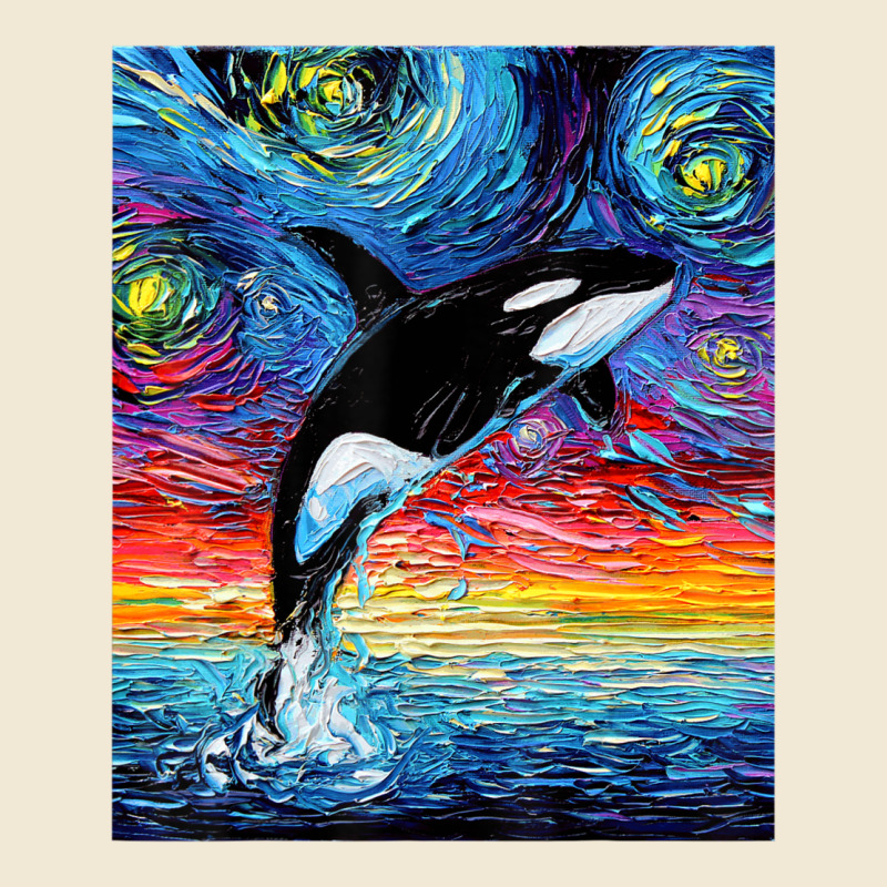 Orca Killer Whale Starry Night Colorful Ocean Art By Aja Premium Tee by trangStudio | Teevron