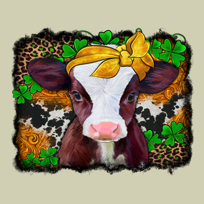 St Patricks Baby Cow With Leopard Background Heavy Core Tee by Jasminsmagicworld | Teevron