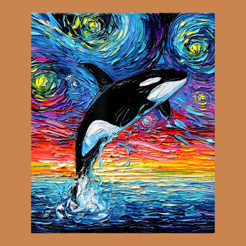 Orca Killer Whale Starry Night Colorful Ocean Art By Aja Heavyweight Hoodie by trangStudio | Teevron