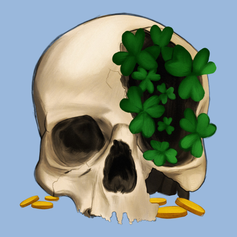 St Patrick's Day Skull With Clovers Premium Hoodie by Jasminsmagicworld | Teevron