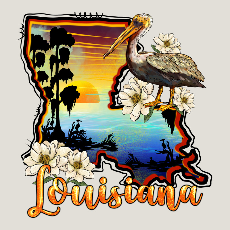 Louisiana  Sunset Map Magnolia Heavy Core Tee by BarkalooDesign | Teevron