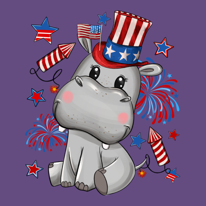 Fourth Of July Hippopotamus Vintage Hoodie by CowGirlArtShop | Teevron