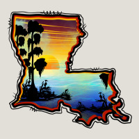 Louisiana  Sunset Map Heavy Core Tee | Teevron