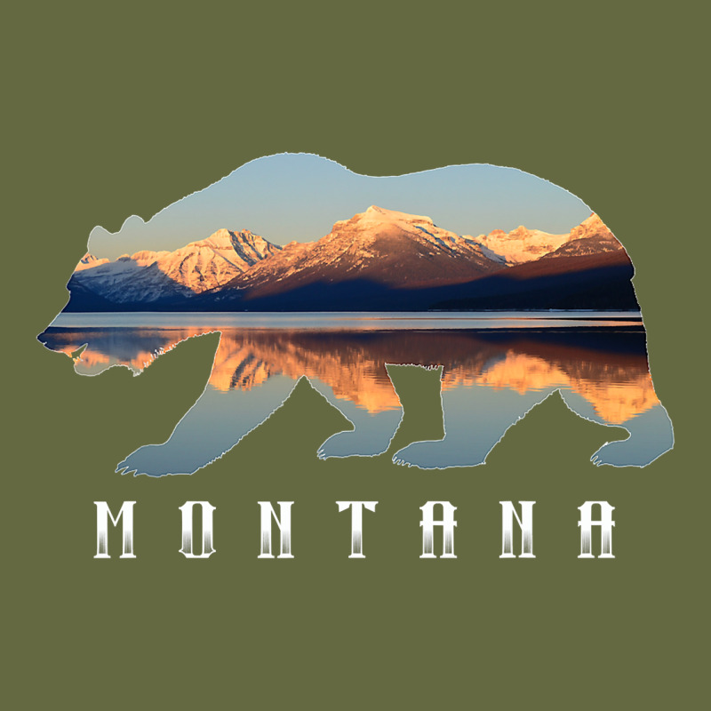 Montana Bear With Glacier National Park Lake Image Souvenir Long Sleeve Tee by trangStudio | Teevron