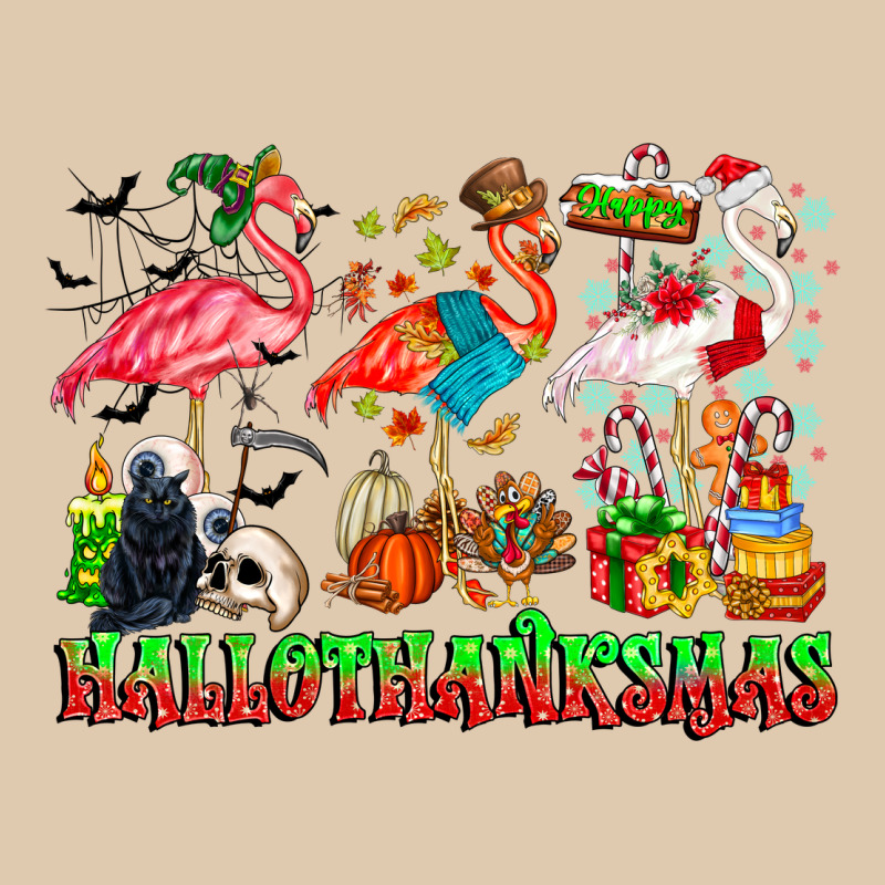 Happy Hallothanksmas Flamingo Heavyweight Sweatshirt by CowhideDigitalArt | Teevron