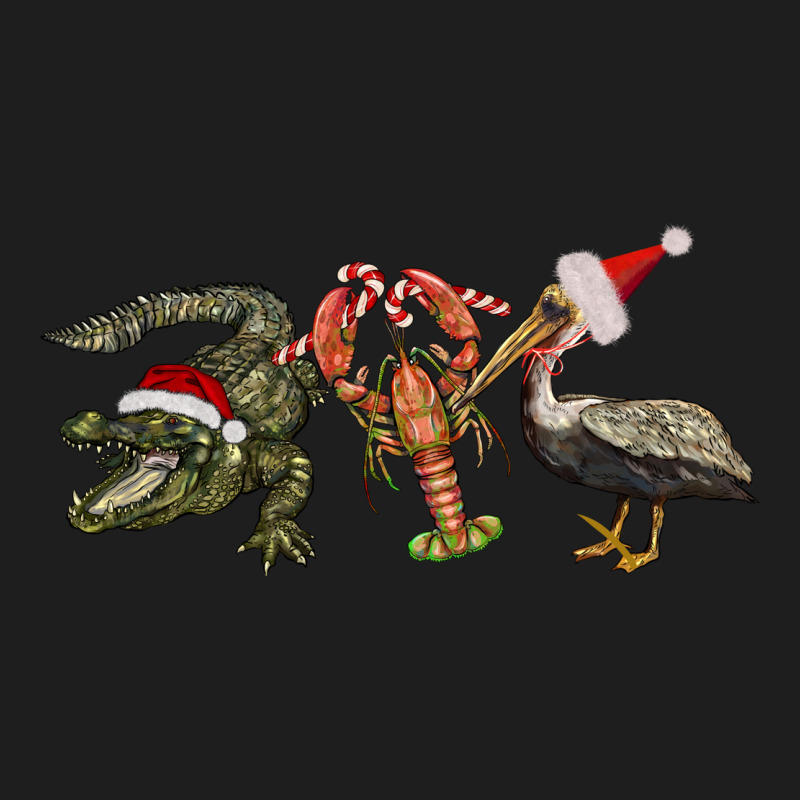Christmas Alligator Pelican Crawfish Heavyweight Hoodie by BarkalooDesign | Teevron