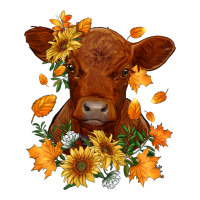 fall red angus calf dried leaves and sunflowers | Teevron