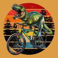 T Rex Dinosaur Riding Bicycle With Retro Forest Sunset Urban Heavy Tee | Teevron