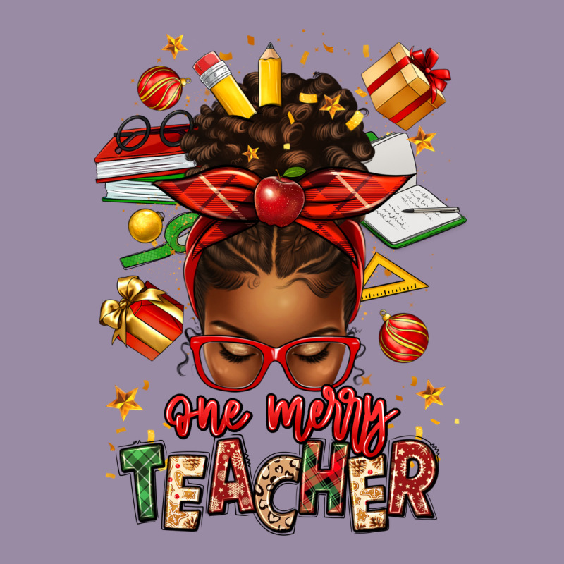 One Merry Teacher Afro Messy Bun Classic Tee by texasbilliewilder | Teevron
