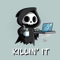 Killin' It Shirt Funny Grim Reaper Halloween Sarcasm Heavy Core Tee | Teevron