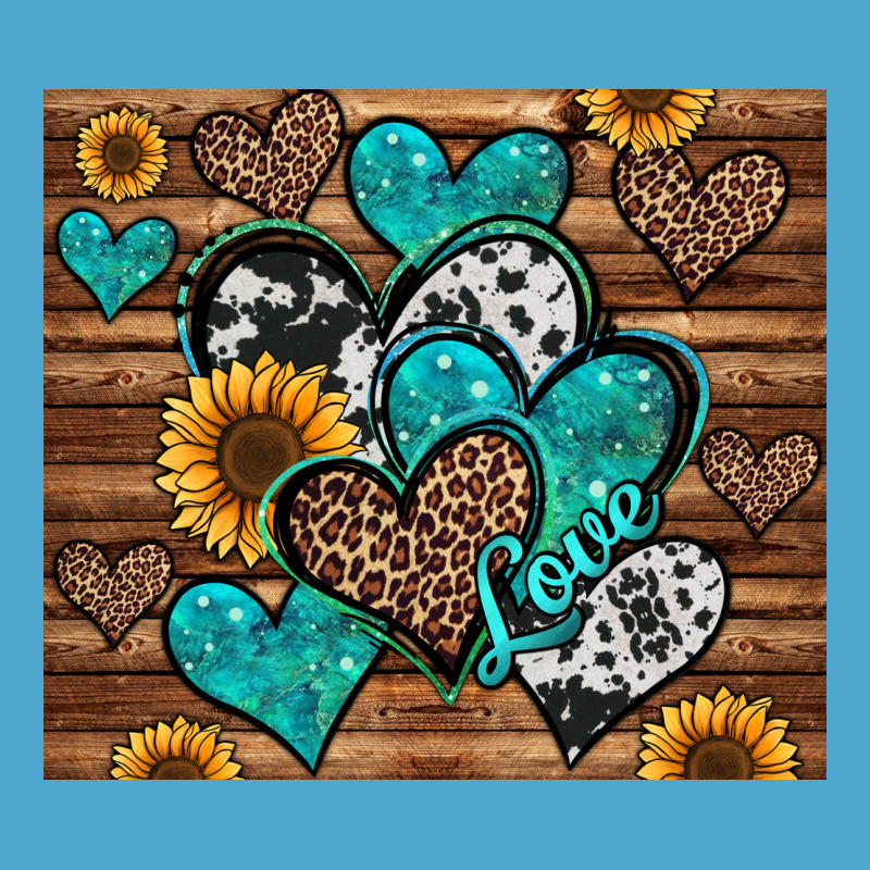 Turquoise Sunflower Hearts Premium Hoodie by Jasminsmagicworld | Teevron