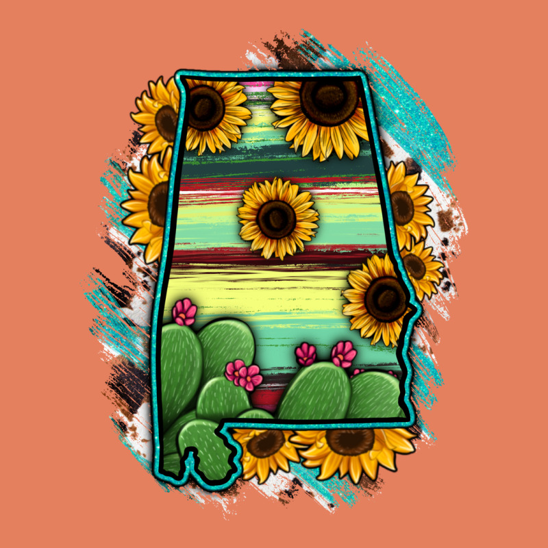 Alabama Map Sunflower Cactus Serape Classic Tee by RanaPortraitStore | Teevron