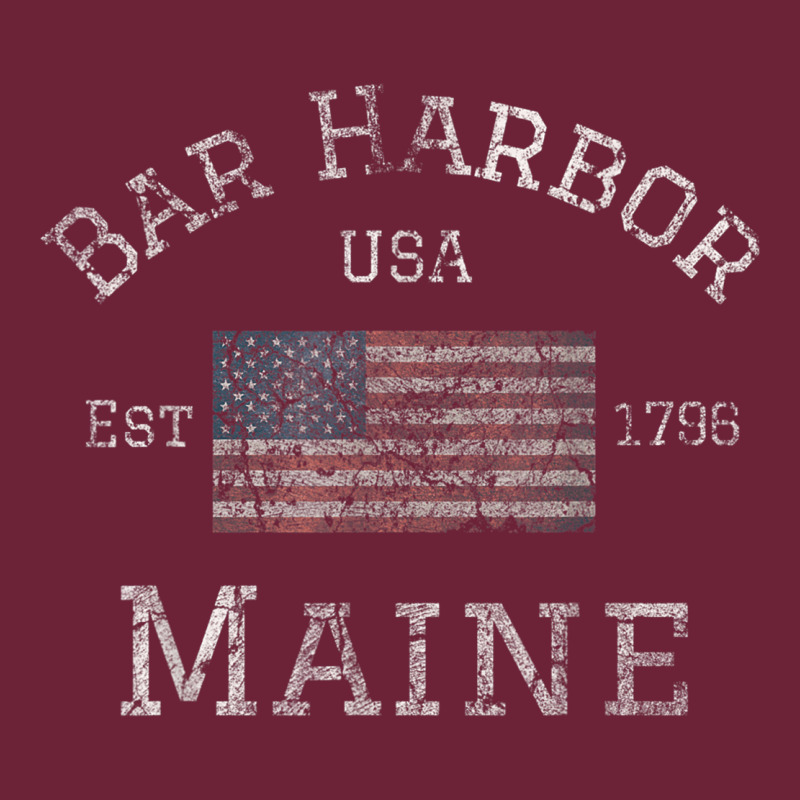 Bar Harbor Maine Usa American Flag Established Me Vintage Long Sleeve Tee by PixelWave | Teevron