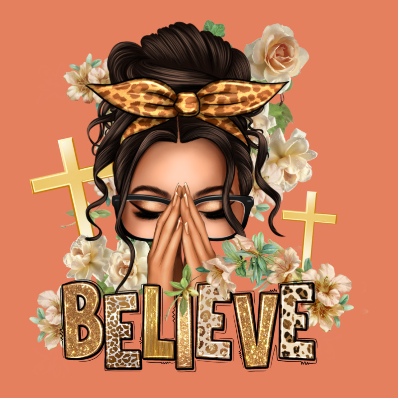 Believe Praying Caucasian Messy Bun Classic Tee by texasbilliewilder | Teevron