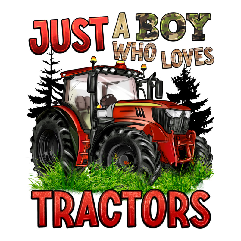 Just A Boy Who Loves Tractors Red Tractor Heavyweight Hoodie by BarkalooDesign | Teevron