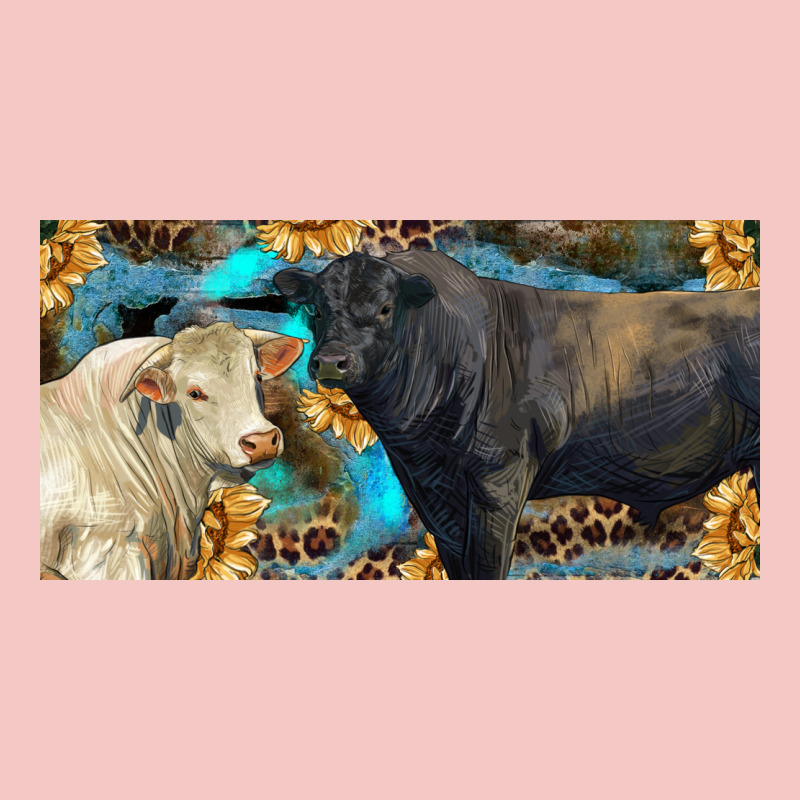 Charolais And Black Angus Bull With Sunflower And Leopard Urban Heavy Tee by RanaPortraitStore | Teevron