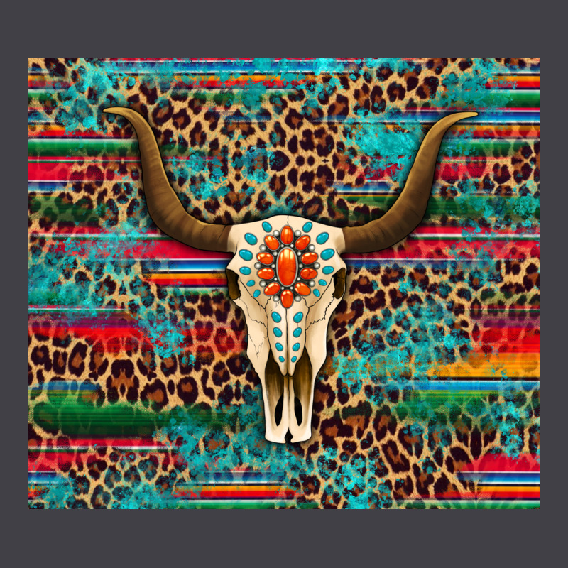 Western Serape Leopard Bull Skull Turquoise Heavyweight Hoodie by Artiststas | Teevron