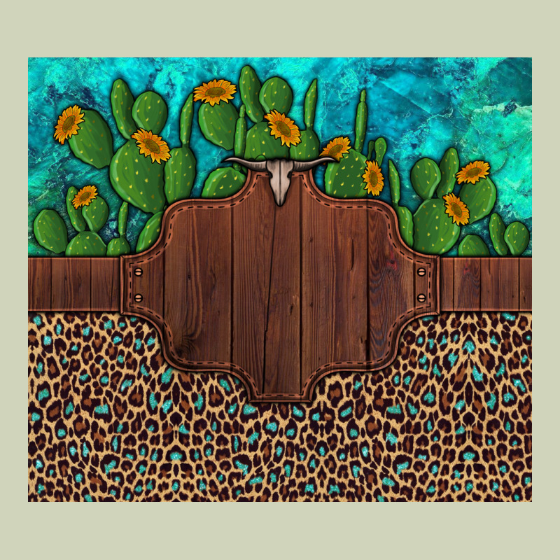 Custom Cactus And Sunflowers Leopard Turquoise Heavyweight Hoodie by Artiststas | Teevron