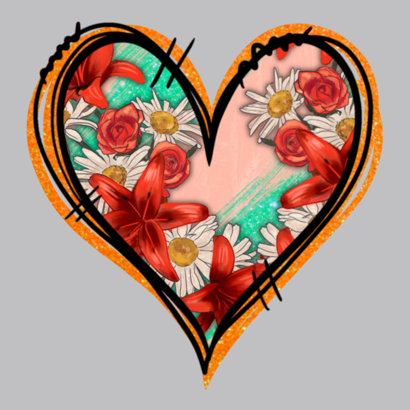 Floral Orange Glitter Heart Long Sleeve Tee by Jasminsmagicworld | Teevron