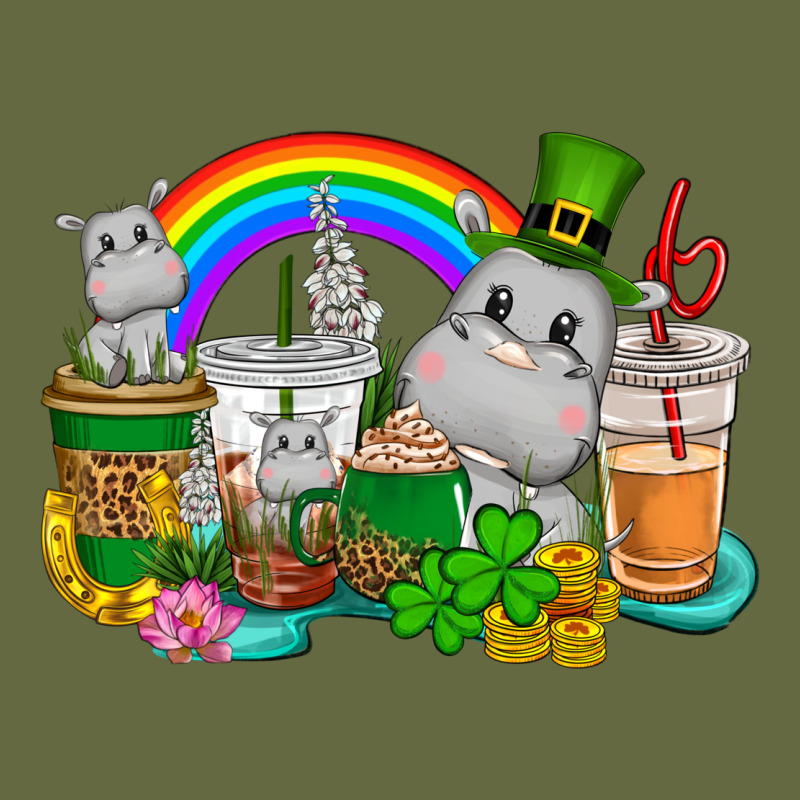St. Patrick's Hippopotamus Coffee Cups Long Sleeve Tee by CowGirlArtShop | Teevron