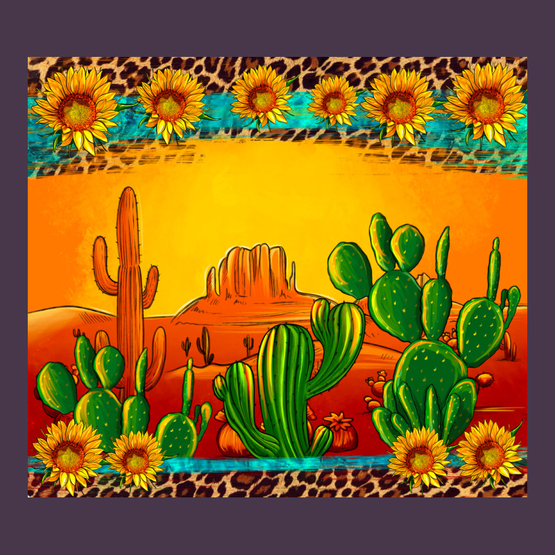 Desert Sunset With Cactus Sunflowers And Leopard Heavyweight Hoodie by Artiststas | Teevron