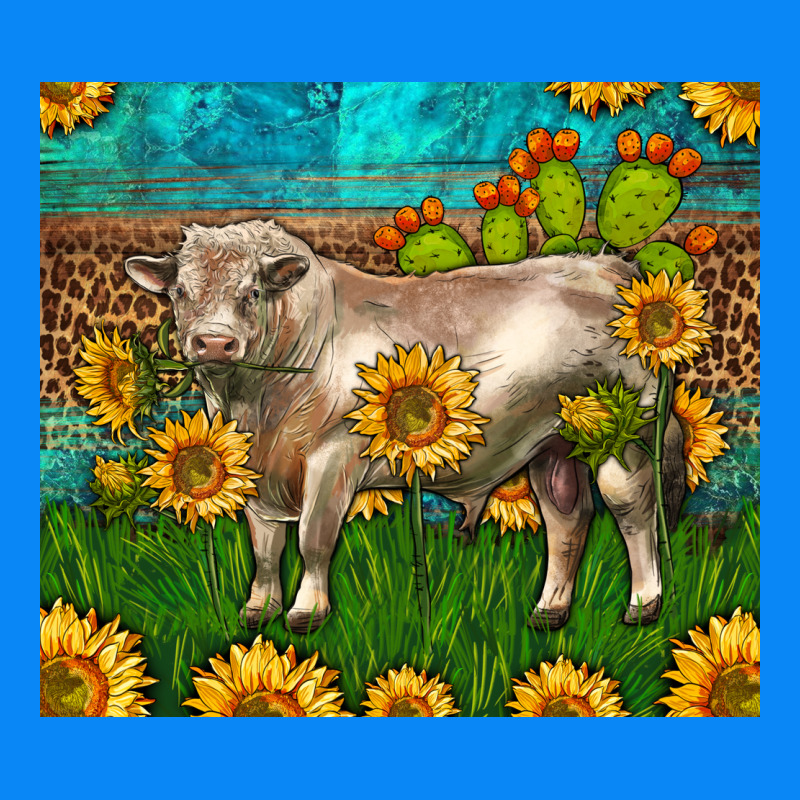 Western Charolais Bull With Sunflowers Zipper Hoodie by LillyAllenDesigns | Teevron