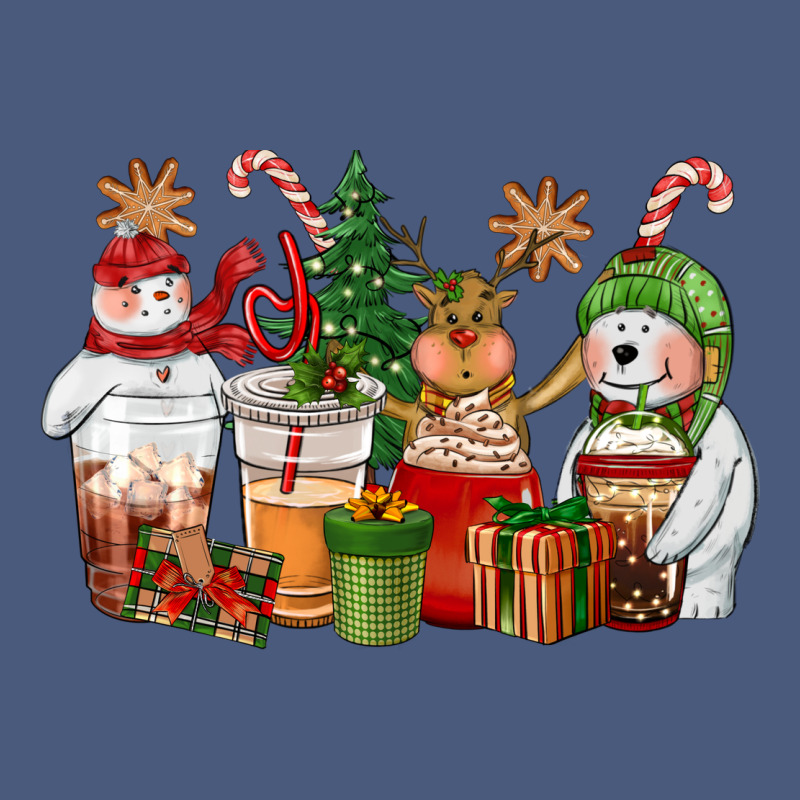 Christmas Polar Bear Reindeer And Snowman Coffee C Vintage Hoodie by CowGirlArtShop | Teevron