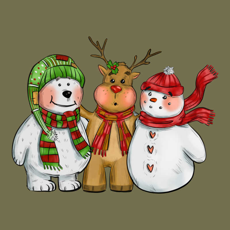 Christmas Polar Bear Reindeer And Snowman Vintage Hoodie by CowGirlArtShop | Teevron