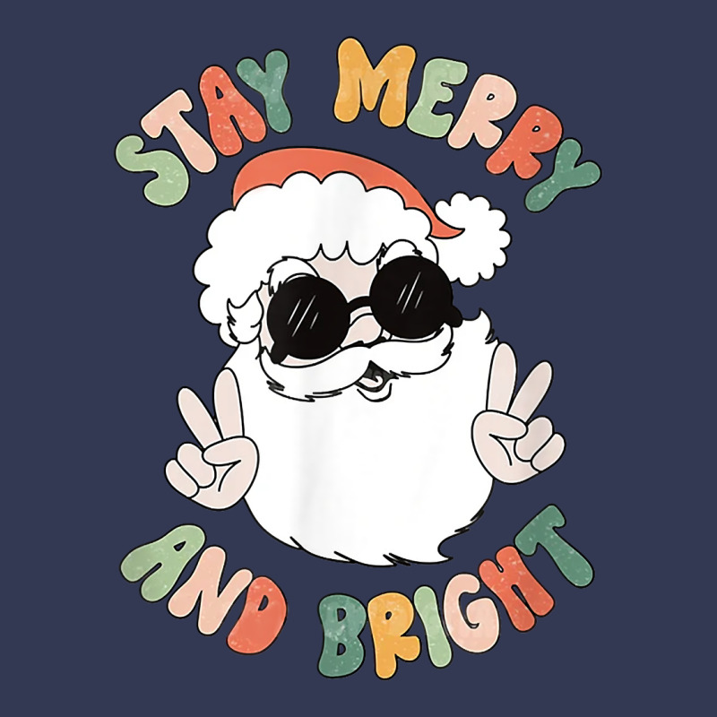 Funny Groovy Stay Merry And Bright Christmas Santa Claus T Shirt Heavyweight Hoodie by ArtMosaic | Teevron