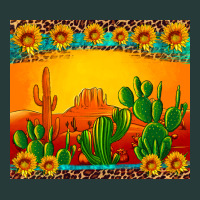 Desert Sunset With Cactus Sunflowers And Leopard Premium Sweatshirt | Teevron