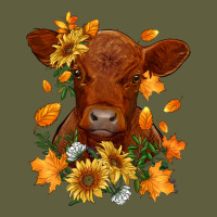 Fall Red Angus Calf Dried Leaves And Sunflowers Vintage Tee | Teevron