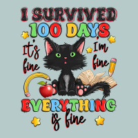 I Survived 100 Days It's Fine I'm Fine Heavy Core Tee | Teevron