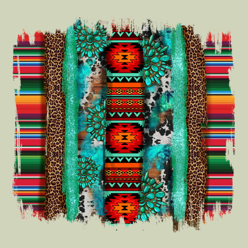 Serape Aztec Leopard And Turquoise Glitter With Gemstone Brushstroke Heavyweight Hoodie by Artiststas | Teevron