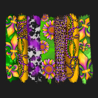 Mardi Gras Sunflower Fleur De Lis Leopard Cowhide Brushstrokes Heavyweight Hoodie | Teevron