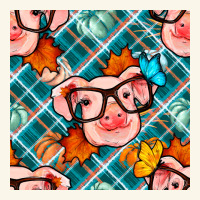 Fall Pig Seamless Pattern Premium Hoodie | Teevron