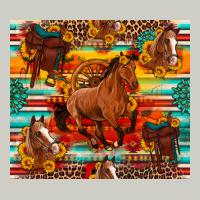 Galloping Horse Serape Sunflowers Turquoise And Saddles Heavyweight Hoodie | Teevron