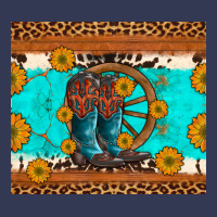 Cowboy Boots And Sunflowers Turquoise Leopard Background Heavyweight Hoodie | Teevron