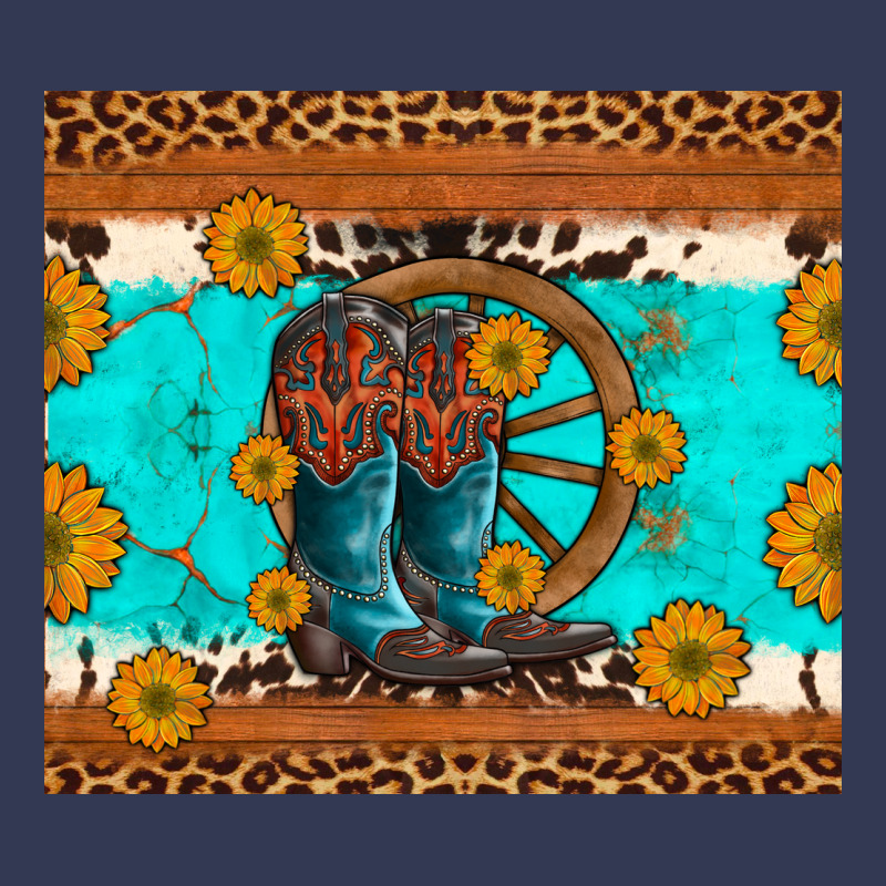 Cowboy Boots And Sunflowers Turquoise Leopard Background Heavyweight Hoodie by Artiststas | Teevron