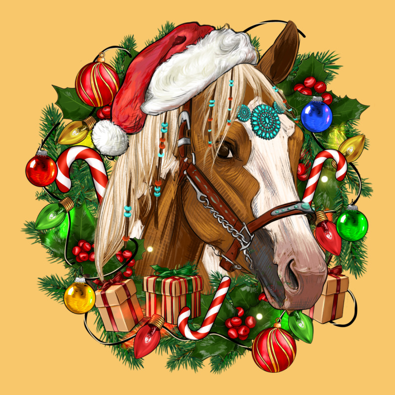 Horse Christmas Wreath Vintage Hoodie by CowGirlArtShop | Teevron
