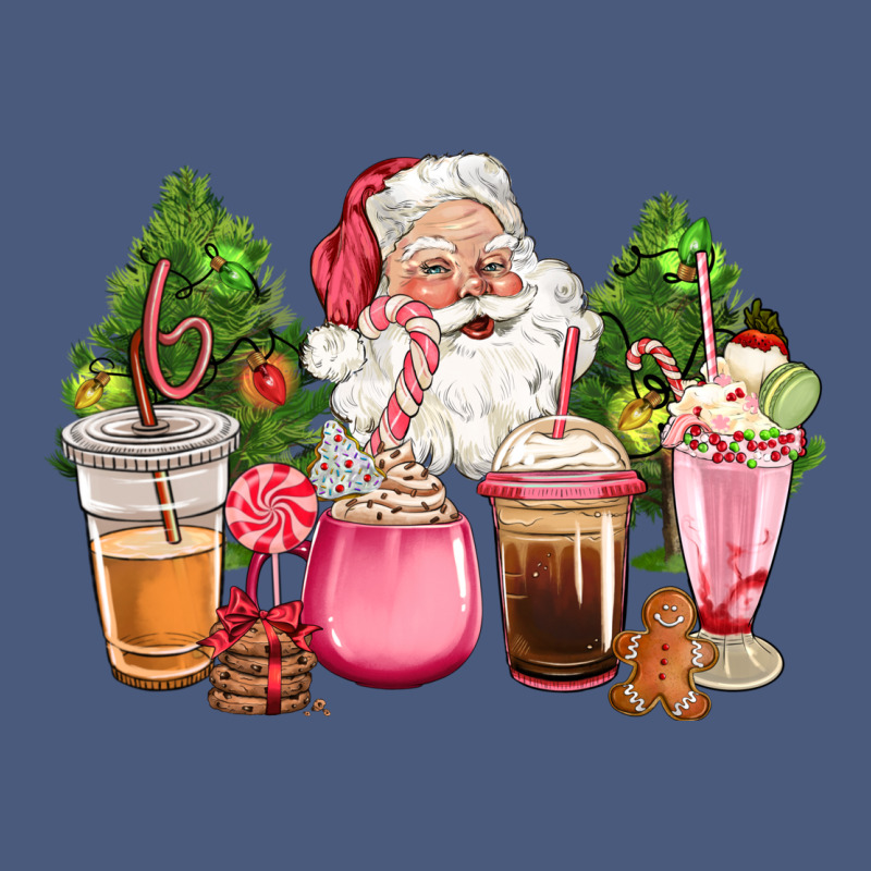 Pink Christmas Santa Coffe Cups Vintage Hoodie by CowGirlArtShop | Teevron