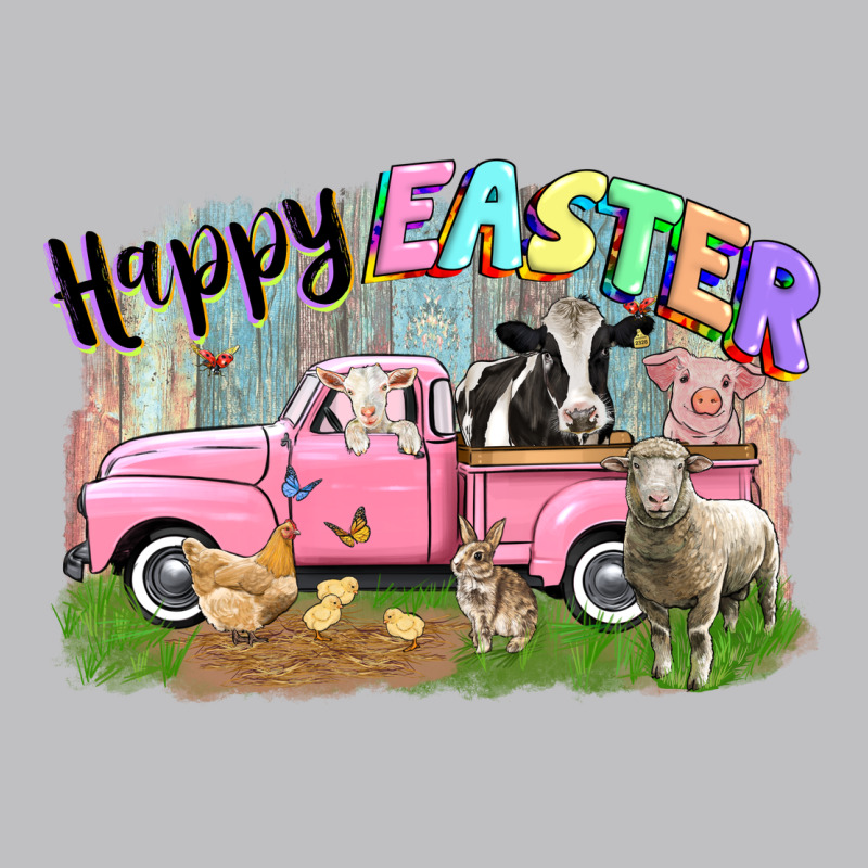 Happy Easter Truck With Farm Animals Easter Day Long Sleeve Tee by CowGirlArtShop | Teevron