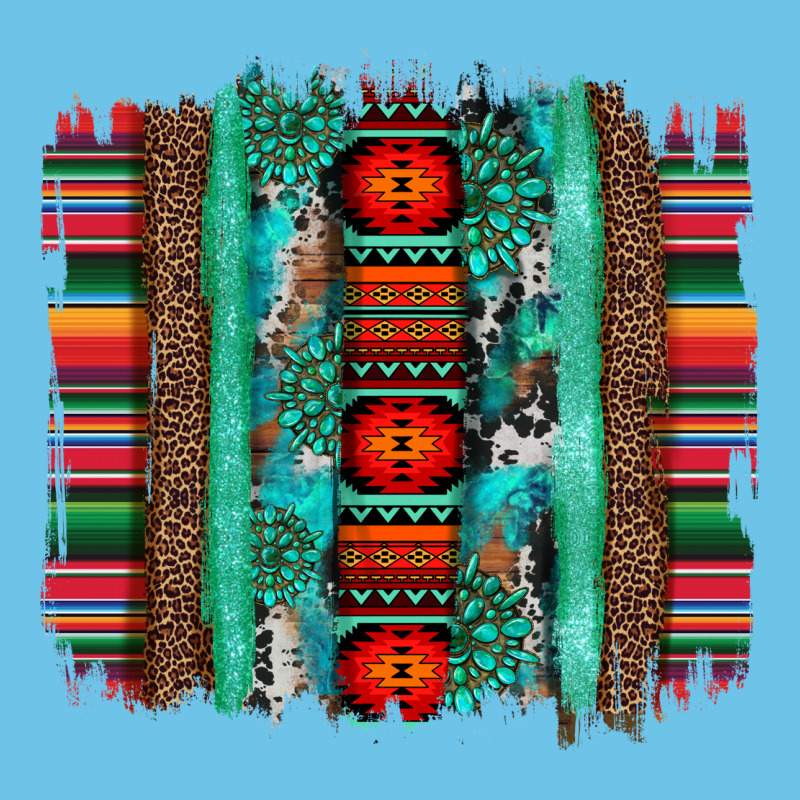 Serape Aztec Leopard And Turquoise Glitter With Gemstone Brushstroke Premium Sweatshirt by Artiststas | Teevron