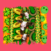 St Patricks Cow And Coin Wıth Clovers And Leopard Brushstrokes Premium Sweatshirt | Teevron