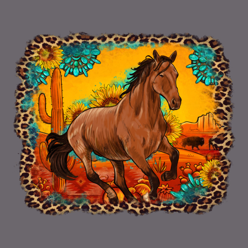 Horse With Sunflowers Turquoise Gemstone Western Sunset Leopard Backgr Premium Sweatshirt by Artiststas | Teevron