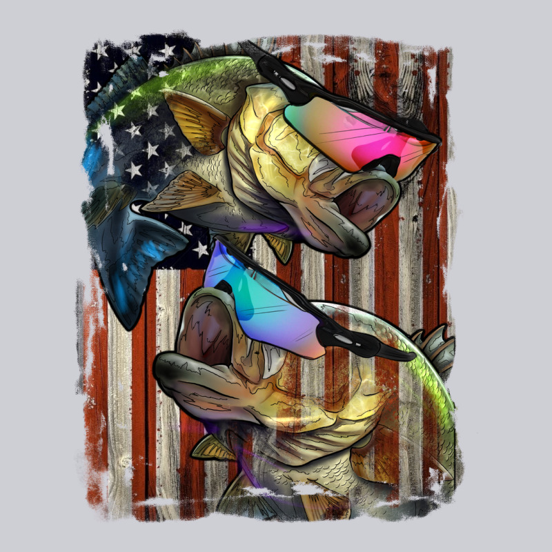 American Flag With Bass Fish Heavyweight Sweatshirt by LillyAllenDesigns | Teevron